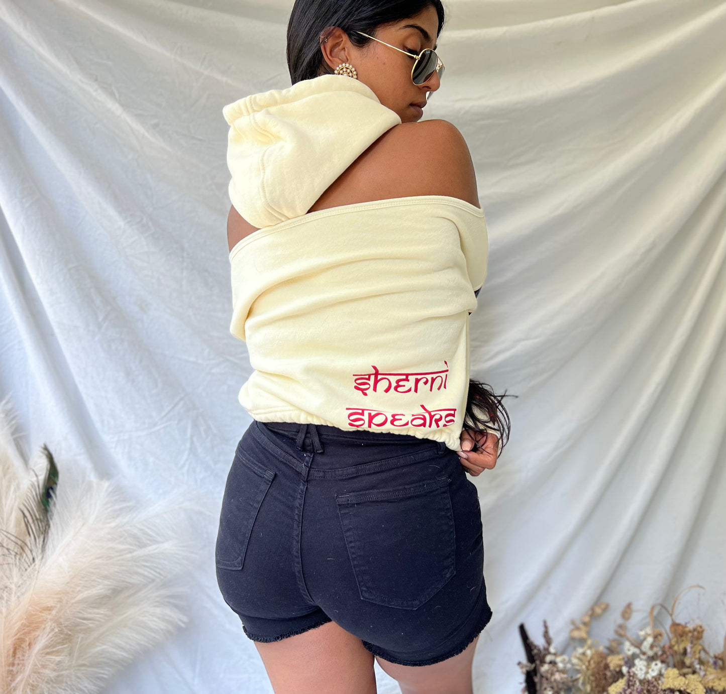 Sherni Speaks Open Back Crop Hoodie (Womens)